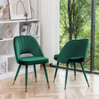 Chaises de salle à manger capitonnées en velours avec embouts dorés, lot de 2 | Sans accoudoirs | 120 kg | 4 coloris