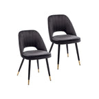 Chaises de salle à manger capitonnées en velours avec embouts dorés, lot de 2 | Sans accoudoirs | 120 kg | 4 coloris