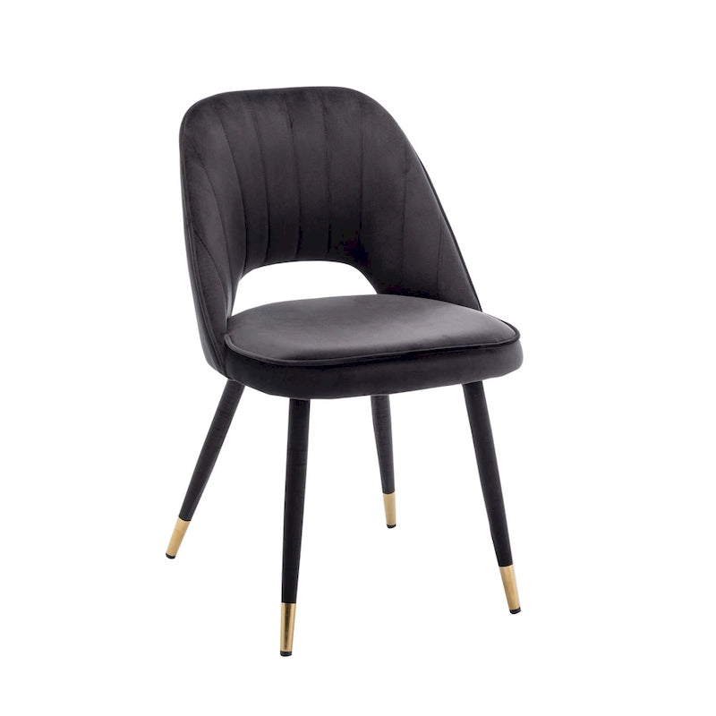Chaises de salle à manger capitonnées en velours avec embouts dorés, lot de 2 | Sans accoudoirs | 120 kg | 4 coloris