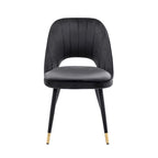 Chaises de salle à manger capitonnées en velours avec embouts dorés, lot de 2 | Sans accoudoirs | 120 kg | 4 coloris