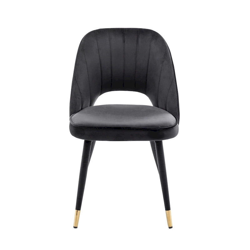 Chaises de salle à manger capitonnées en velours avec embouts dorés, lot de 2 | Sans accoudoirs | 120 kg | 4 coloris