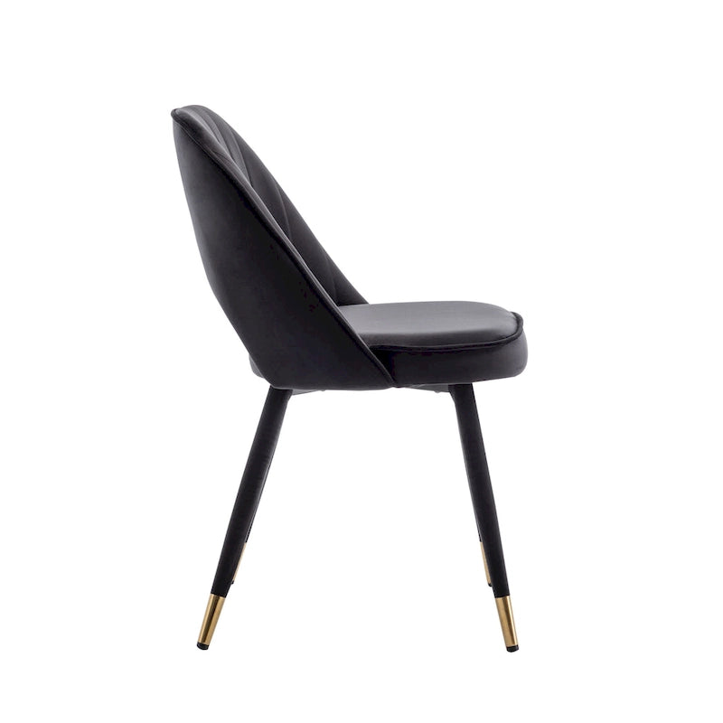 Chaises de salle à manger capitonnées en velours avec embouts dorés, lot de 2 | Sans accoudoirs | 120 kg | 4 coloris