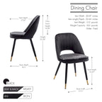 Chaises de salle à manger capitonnées en velours avec embouts dorés, lot de 2 | Sans accoudoirs | 120 kg | 4 coloris
