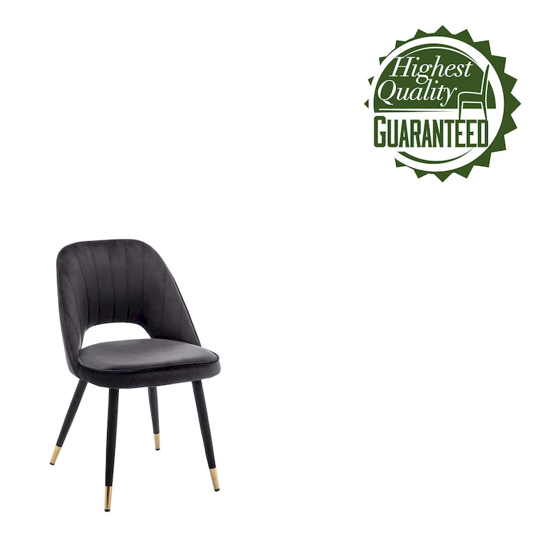 Chaises de salle à manger capitonnées en velours avec embouts dorés, lot de 2 | Sans accoudoirs | 120 kg | 4 coloris