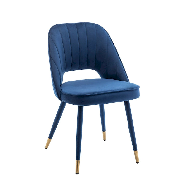 Chaises de salle à manger capitonnées en velours avec embouts dorés, lot de 2 | Sans accoudoirs | 120 kg | 4 coloris