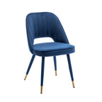 Chaises de salle à manger capitonnées en velours avec embouts dorés, lot de 2 | Sans accoudoirs | 120 kg | 4 coloris