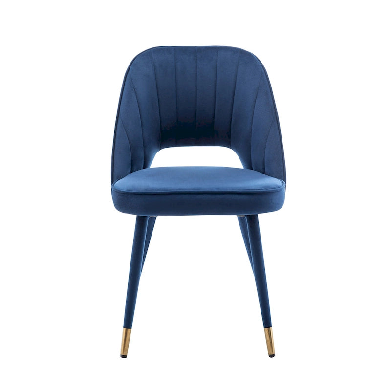 Chaises de salle à manger capitonnées en velours avec embouts dorés, lot de 2 | Sans accoudoirs | 120 kg | 4 coloris