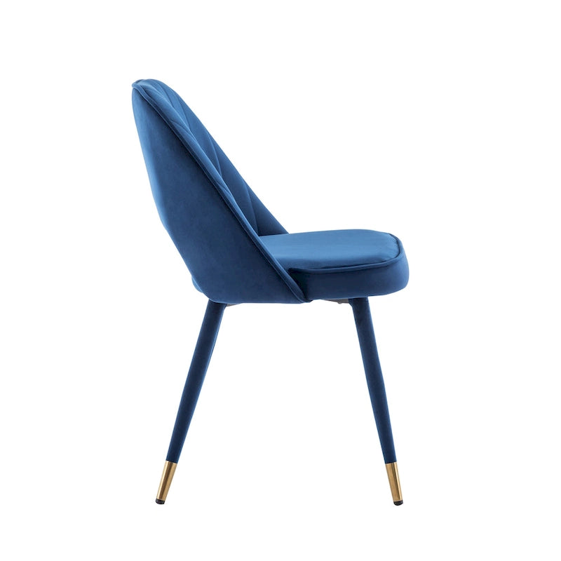 Chaises de salle à manger capitonnées en velours avec embouts dorés, lot de 2 | Sans accoudoirs | 120 kg | 4 coloris
