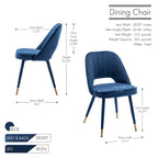 Chaises de salle à manger capitonnées en velours avec embouts dorés, lot de 2 | Sans accoudoirs | 120 kg | 4 coloris
