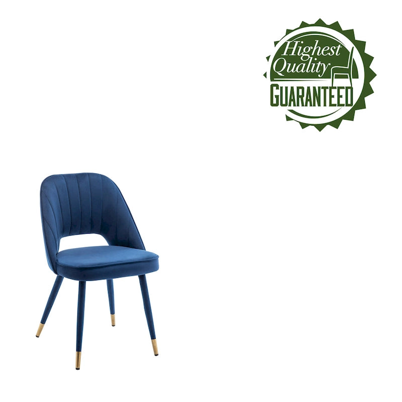 Chaises de salle à manger capitonnées en velours avec embouts dorés, lot de 2 | Sans accoudoirs | 120 kg | 4 coloris