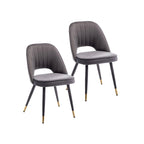 Chaises de salle à manger capitonnées en velours avec embouts dorés, lot de 2 | Sans accoudoirs | 120 kg | 4 coloris