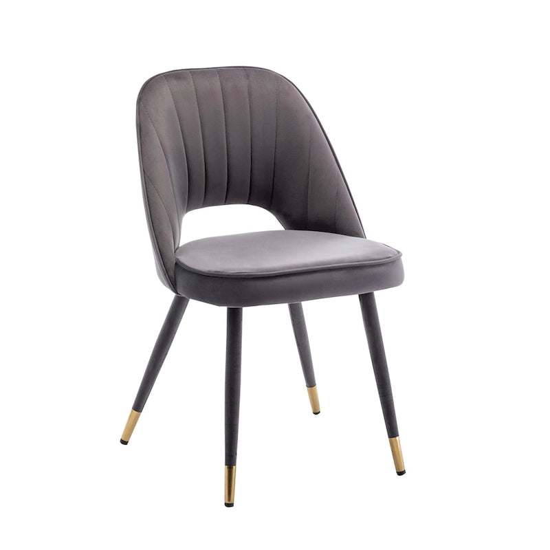 Chaises de salle à manger capitonnées en velours avec embouts dorés, lot de 2 | Sans accoudoirs | 120 kg | 4 coloris