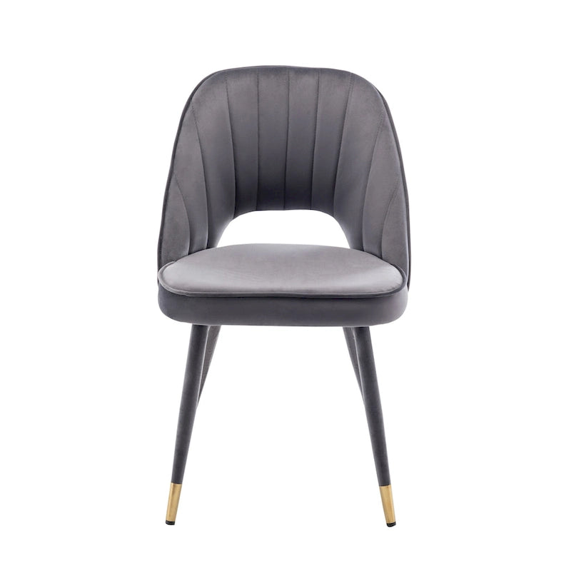 Chaises de salle à manger capitonnées en velours avec embouts dorés, lot de 2 | Sans accoudoirs | 120 kg | 4 coloris