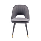 Chaises de salle à manger capitonnées en velours avec embouts dorés, lot de 2 | Sans accoudoirs | 120 kg | 4 coloris