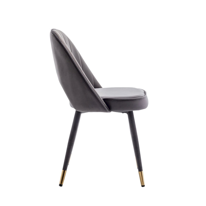 Chaises de salle à manger capitonnées en velours avec embouts dorés, lot de 2 | Sans accoudoirs | 120 kg | 4 coloris