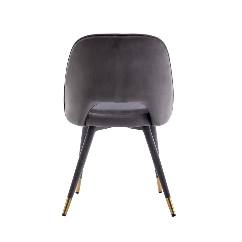 Chaises de salle à manger capitonnées en velours avec embouts dorés, lot de 2 | Sans accoudoirs | 120 kg | 4 coloris