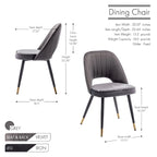 Chaises de salle à manger capitonnées en velours avec embouts dorés, lot de 2 | Sans accoudoirs | 120 kg | 4 coloris
