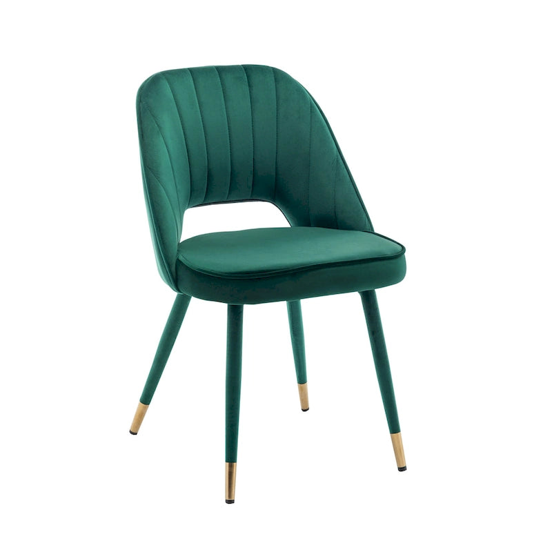 Chaises de salle à manger capitonnées en velours avec embouts dorés, lot de 2 | Sans accoudoirs | 120 kg | 4 coloris