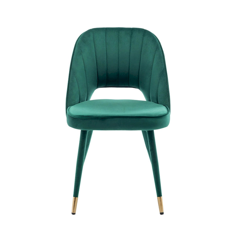 Chaises de salle à manger capitonnées en velours avec embouts dorés, lot de 2 | Sans accoudoirs | 120 kg | 4 coloris