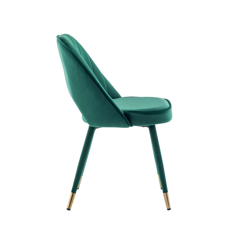 Chaises de salle à manger capitonnées en velours avec embouts dorés, lot de 2 | Sans accoudoirs | 120 kg | 4 coloris