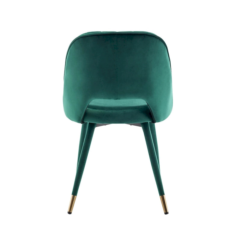 Chaises de salle à manger capitonnées en velours avec embouts dorés, lot de 2 | Sans accoudoirs | 120 kg | 4 coloris