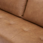 Causeuse de luxe en cuir de vachette avec coussins fermes, design spacieux à 2 places et traversins
