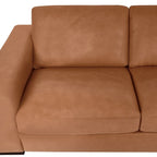 Causeuse de luxe en cuir de vachette avec coussins fermes, design spacieux à 2 places et traversins