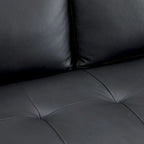 Causeuse de luxe en cuir de vachette avec coussins fermes, design spacieux à 2 places et traversins