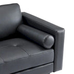 Causeuse de luxe en cuir de vachette avec coussins fermes, design spacieux à 2 places et traversins