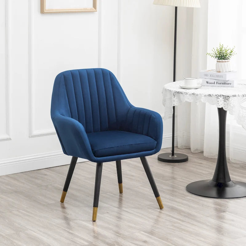 Fauteuil Velours "Barrel" | Profonds plis piqués | Pieds en bois de hêtre avec accents dorés | L 64,8 cm