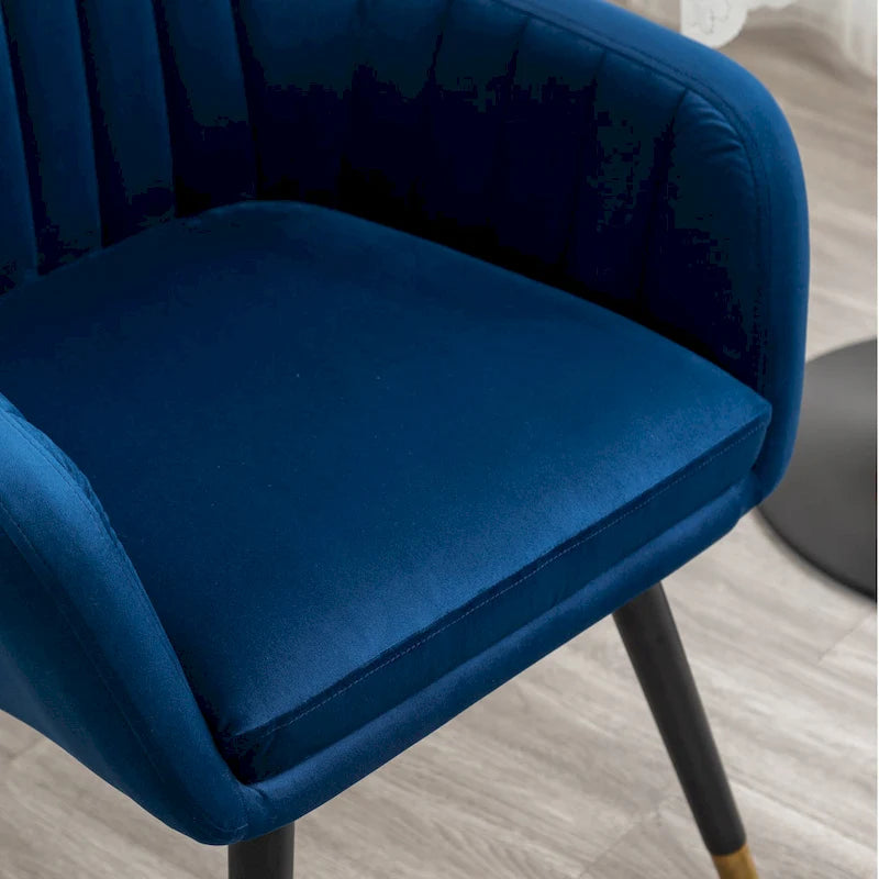 Fauteuil Velours "Barrel" | Profonds plis piqués | Pieds en bois de hêtre avec accents dorés | L 64,8 cm