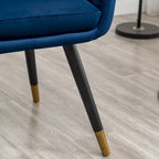 Fauteuil Velours "Barrel" | Profonds plis piqués | Pieds en bois de hêtre avec accents dorés | L 64,8 cm