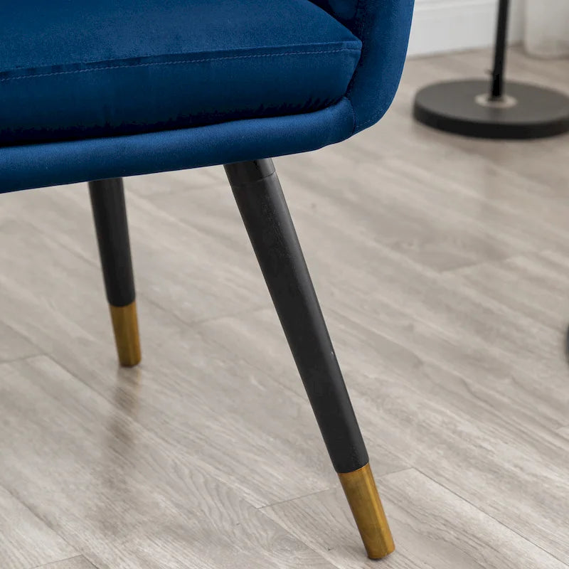 Fauteuil Velours "Barrel" | Profonds plis piqués | Pieds en bois de hêtre avec accents dorés | L 64,8 cm
