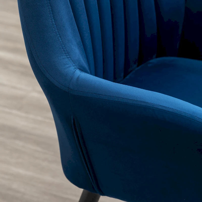 Fauteuil Velours "Barrel" | Profonds plis piqués | Pieds en bois de hêtre avec accents dorés | L 64,8 cm