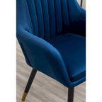 Fauteuil Velours "Barrel" | Profonds plis piqués | Pieds en bois de hêtre avec accents dorés | L 64,8 cm