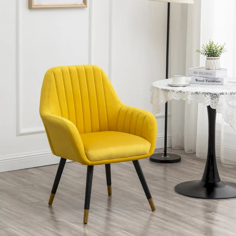 Fauteuil Velours "Barrel" | Profonds plis piqués | Pieds en bois de hêtre avec accents dorés | L 64,8 cm