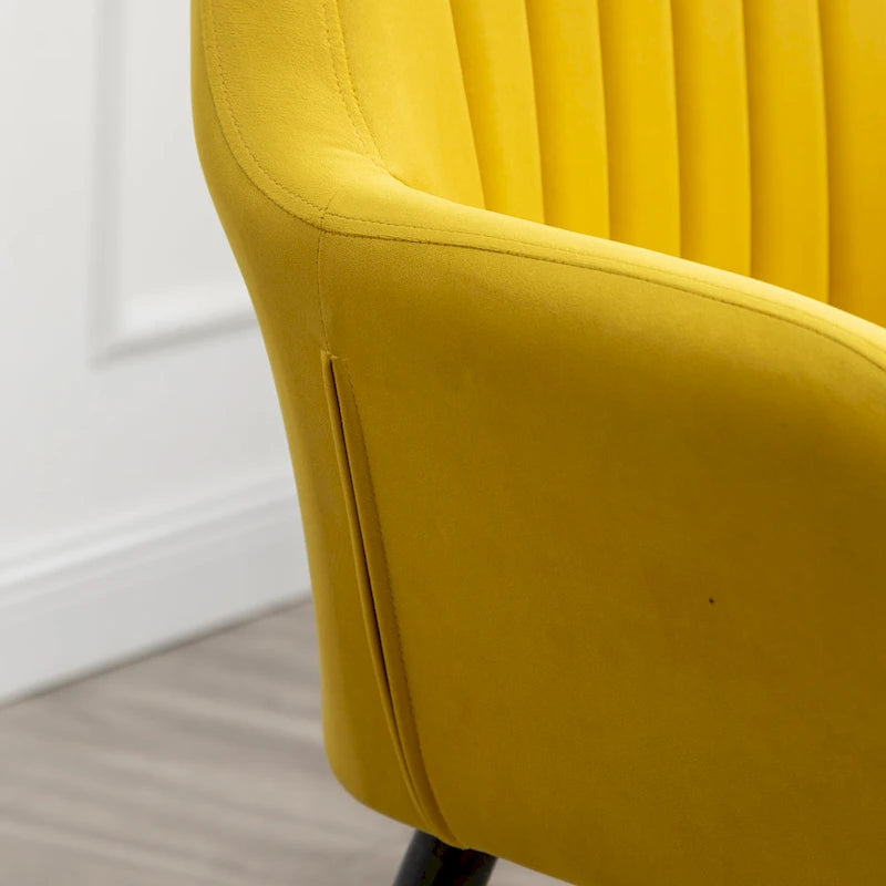 Fauteuil Velours "Barrel" | Profonds plis piqués | Pieds en bois de hêtre avec accents dorés | L 64,8 cm