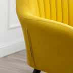 Fauteuil Velours "Barrel" | Profonds plis piqués | Pieds en bois de hêtre avec accents dorés | L 64,8 cm
