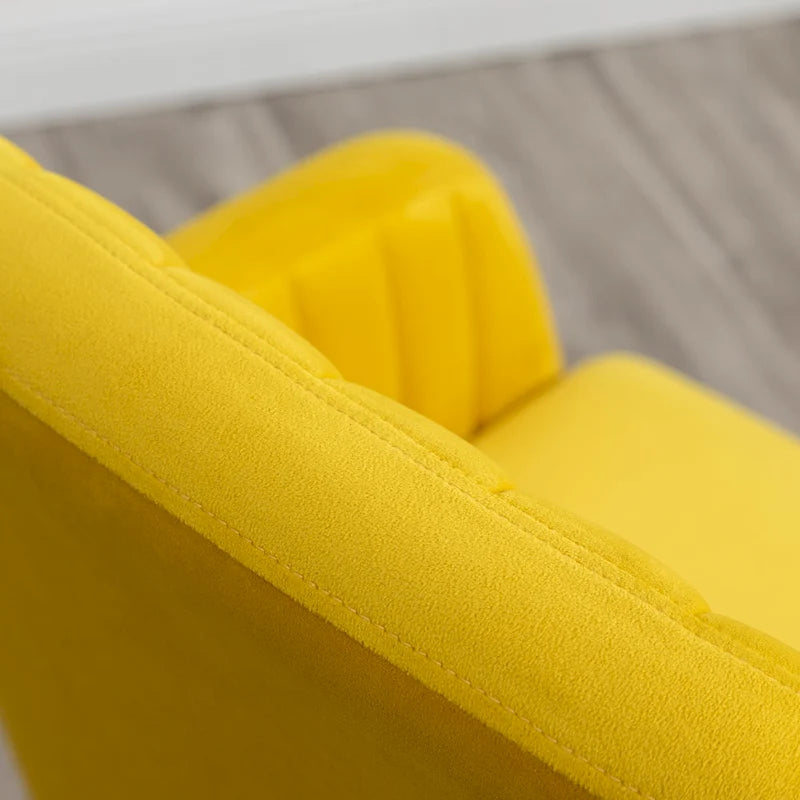 Fauteuil Velours "Barrel" | Profonds plis piqués | Pieds en bois de hêtre avec accents dorés | L 64,8 cm