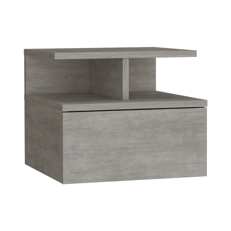 Table de chevet flottante murale avec tiroir et étagères ouvertes | Moderne | 35,5 cm L x 33 cm P x 30,5 cm H