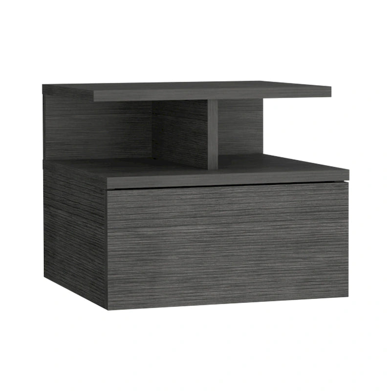 Table de chevet flottante murale avec tiroir et étagères ouvertes | Moderne | 35,5 cm L x 33 cm P x 30,5 cm H