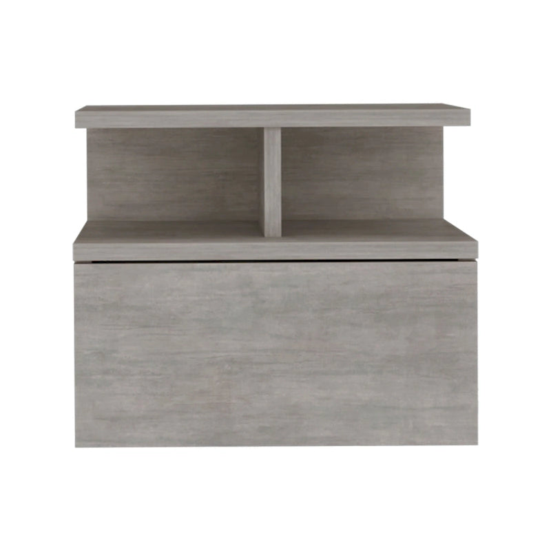 Table de chevet flottante murale avec tiroir et étagères ouvertes | Moderne | 35,5 cm L x 33 cm P x 30,5 cm H