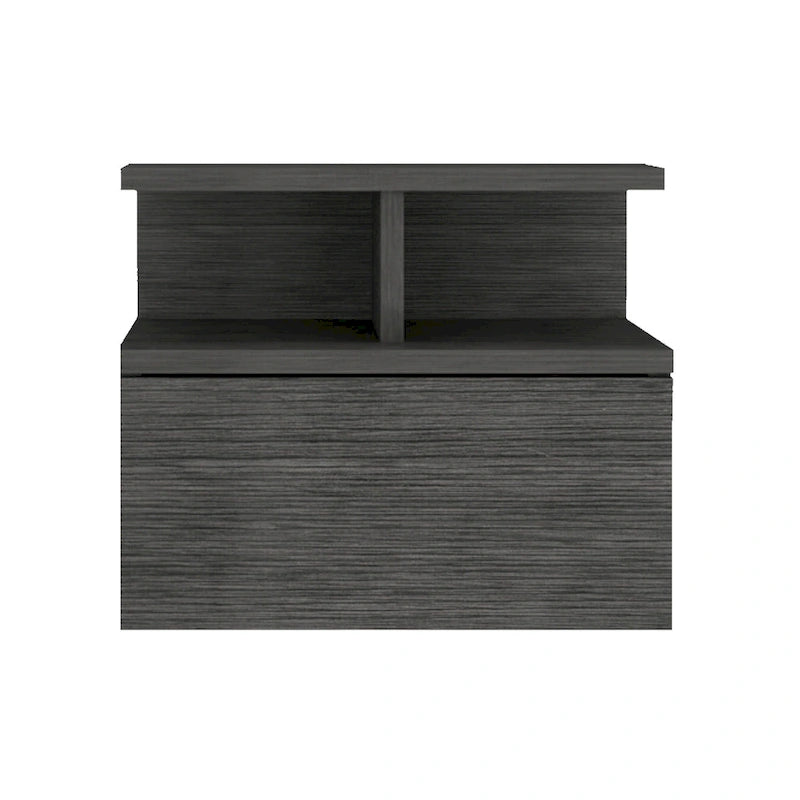 Table de chevet flottante murale avec tiroir et étagères ouvertes | Moderne | 35,5 cm L x 33 cm P x 30,5 cm H