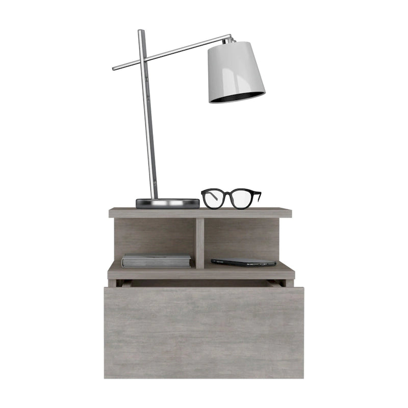 Table de chevet flottante murale avec tiroir et étagères ouvertes | Moderne | 35,5 cm L x 33 cm P x 30,5 cm H
