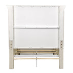 Lit double Queen | Finition vieillie Whitestone | Bois d'hévéa et moulures | Style traditionnel