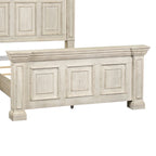 Lit double Queen | Finition vieillie Whitestone | Bois d'hévéa et moulures | Style traditionnel