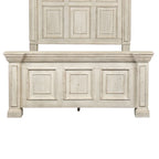 Lit double Queen | Finition vieillie Whitestone | Bois d'hévéa et moulures | Style traditionnel