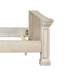 Lit double Queen | Finition vieillie Whitestone | Bois d'hévéa et moulures | Style traditionnel