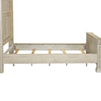 Lit double Queen | Finition vieillie Whitestone | Bois d'hévéa et moulures | Style traditionnel