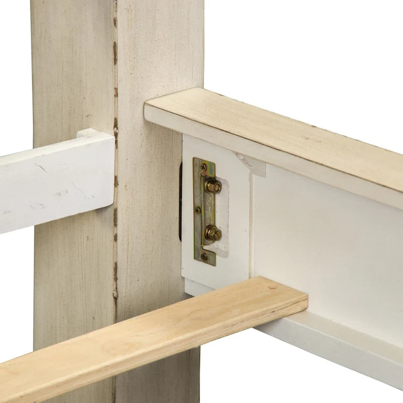 Lit double Queen | Finition vieillie Whitestone | Bois d'hévéa et moulures | Style traditionnel